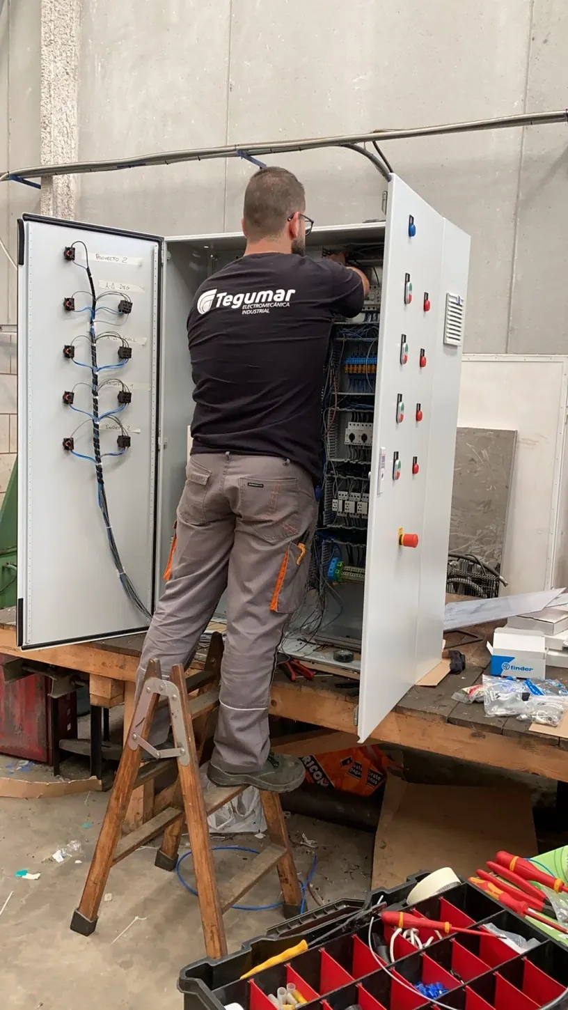 Técnico de Tegumar trabajando en un cuadro industrial